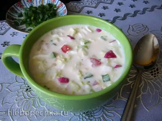 Окрошка с адыгейским сыром на ряженке