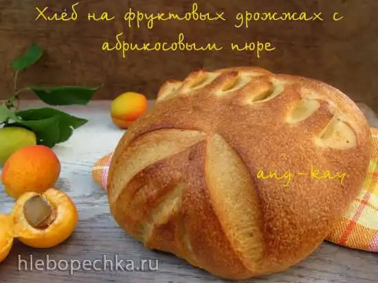 Хлеб на фруктовых дрожжах с абрикосовым пюре