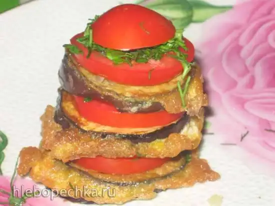 Баклажанные башенки (вариант с баклажанами, обжаренными в яйце)