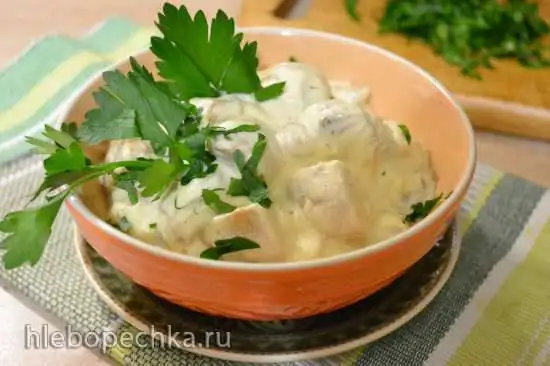 Грибы шампиньоны по-нормандски