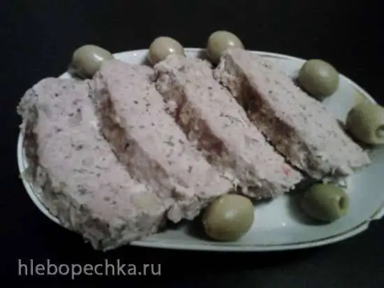 Митлоф с грибами и оливками