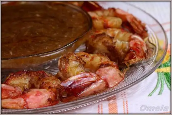 Королевские креветки с имбирным соусом