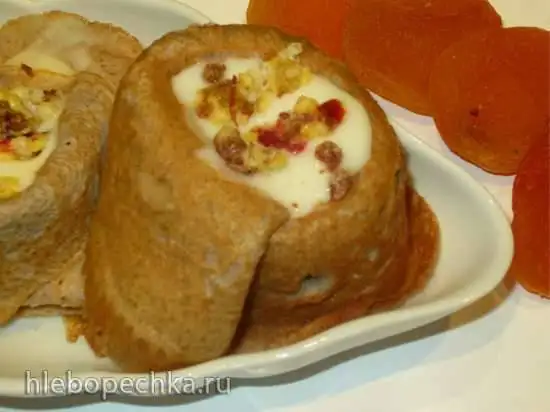 Банановые блинчики с гречневой мукой и  заварным кремом