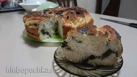 Плетёнка с маком и изюмом (тесто на сыворотке)