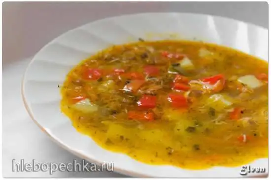 Суп куриный с зеленой чечевицей