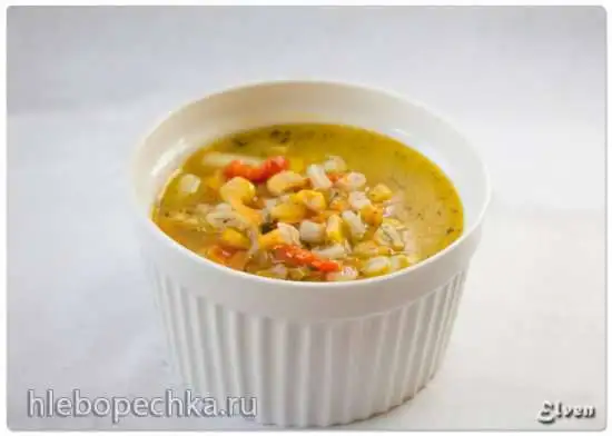 Суп перловый с кукурузой и сладким перцем