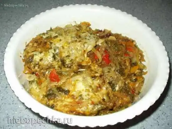 Мясо пикантное с овощами под сыром в мультиварке Panasonic SR-TMH 18