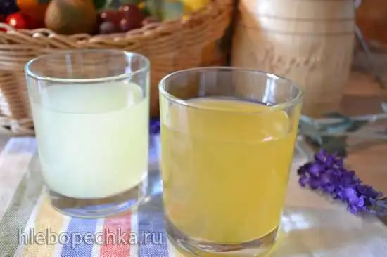 Напиток из сыворотки творожной, с минеральной водой и медом