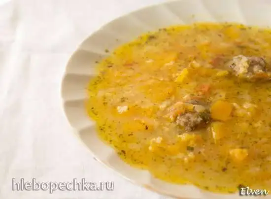 Щи с тыквой, пшеном и фрикадельками