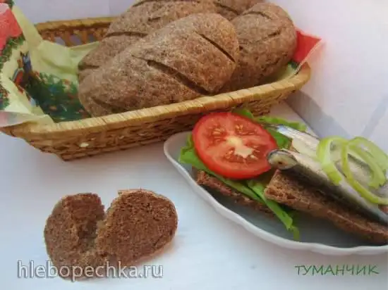 Батончики пшеничные с ржаными отрубями (на закваске или дрожжах)