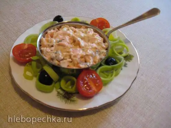 Семга и копчёный лосось в сливочном соусе (электрический духовой шкаф)