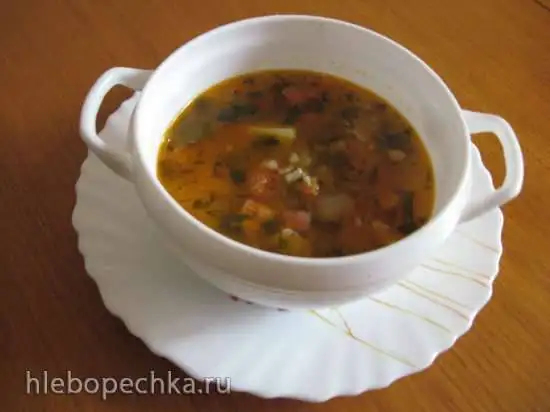 Суп с копчёной грудинкой, красной чечевицей и булгуром (Мультиварка Redmond RMC-02)