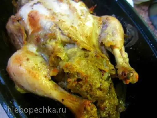 Курица, фаршированная мукой