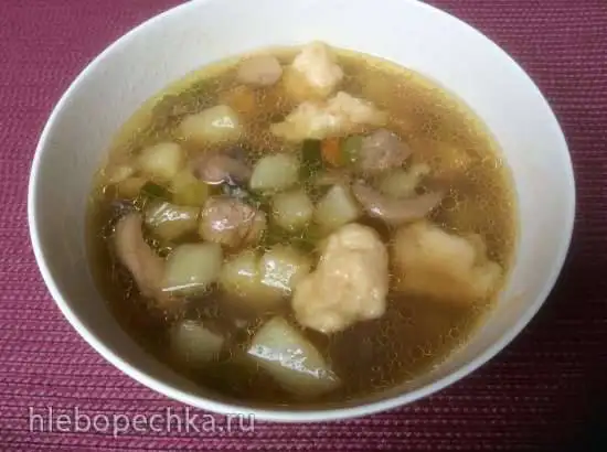 Грибной суп с фрикадельками и клецками (мультикузина Delonghi)