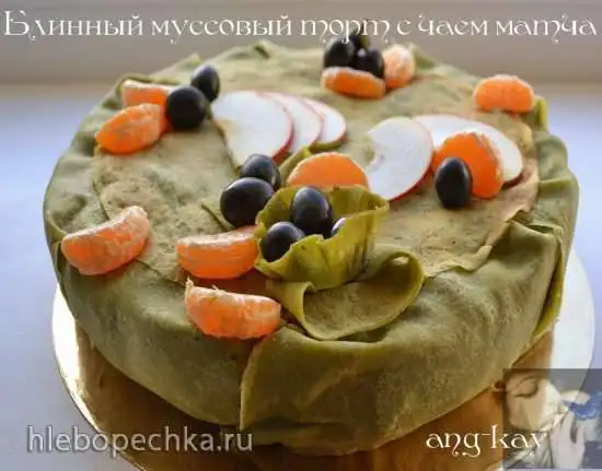 Блинный муссовый торт с чаем матча