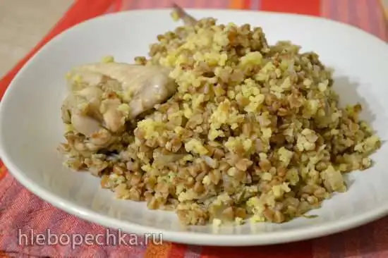 Каша гречнево-пшенная, с грибами и курицей (мультиварка Redmond RMC-01)