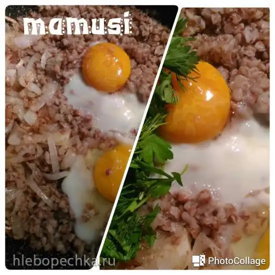Каша гречневая с маслом, луком и яйцом