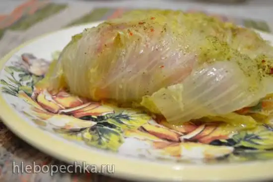 Голубцы из пекинской капусты с палтусом и овощами (пароварка)