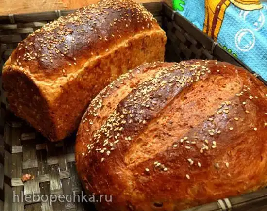Хлеб с овсяными хлопьями, отрубями, кунжутом и семечками
