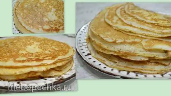 Блины молочные, масляные, на опаре из многозернового старого теста