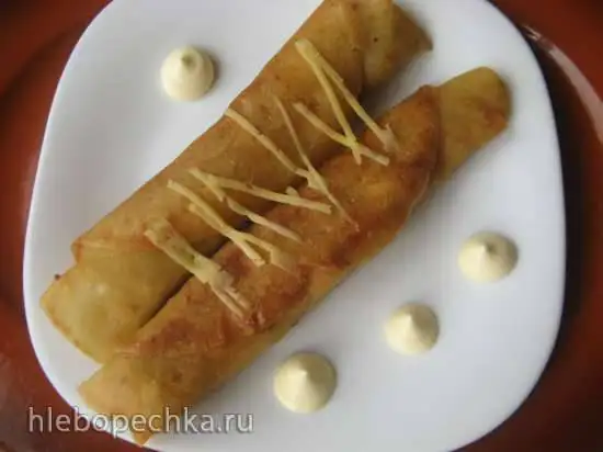 Творожные блинчики с начинкой из утиной печени