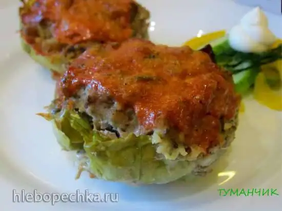 Ленивые голубцы с грибами в формочках для маффинов/кексов