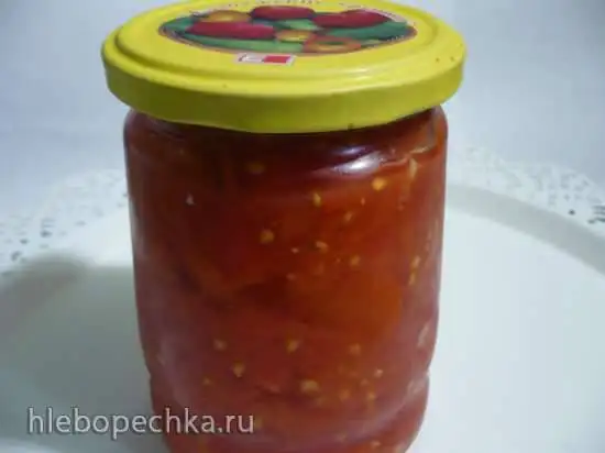 Резаные помидоры в собственном соку без соли и уксуса (заготовка для зимнего салата и пиццы)