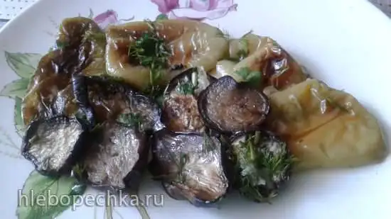 Закуска из маринованных баклажанов и перцев на гриле