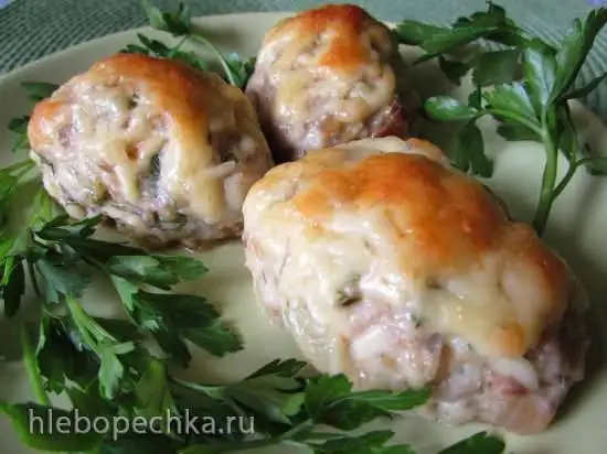 Запечённые куриные котлеты с плавленными сырками