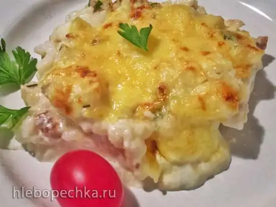 Рыбная запеканка под соусом бешамель