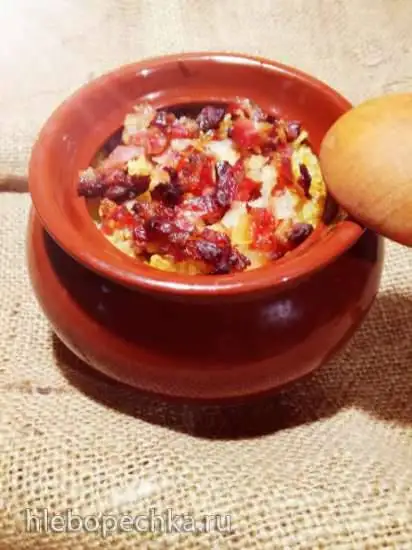 Булгур, томленный в горшочке с беконом и трюфельным маслом