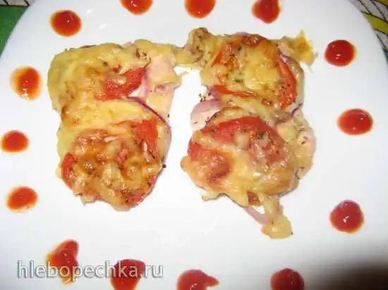 Куриное филе под овощами и сыром а-ля мясо по-французски