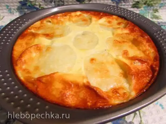 Картофель, запечённый в яично-сметанной заливке с моцареллой