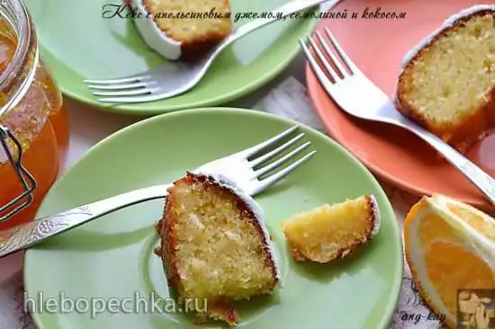 Кекс с апельсиновым джемом, семолиной и кокосом