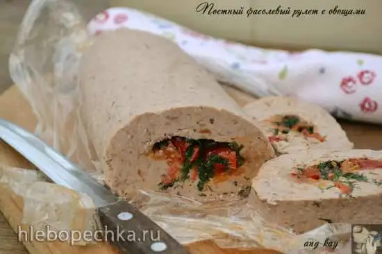 Постный фасолевый рулет с овощами