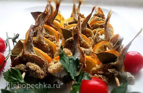 Килька с начинкой, запеченная на шпажках по-сицилийски (Sarde al beccafico)