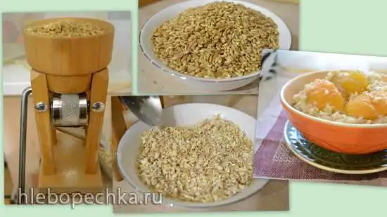 Плющенное зерно (крупа) домашнего приготовления и каши из него