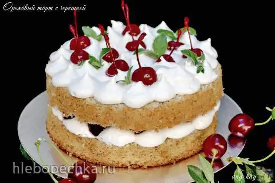 Ореховый торт с черешней