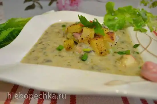 Яблочно-салатный суп-пюре, с запеченным на гриле картофелем