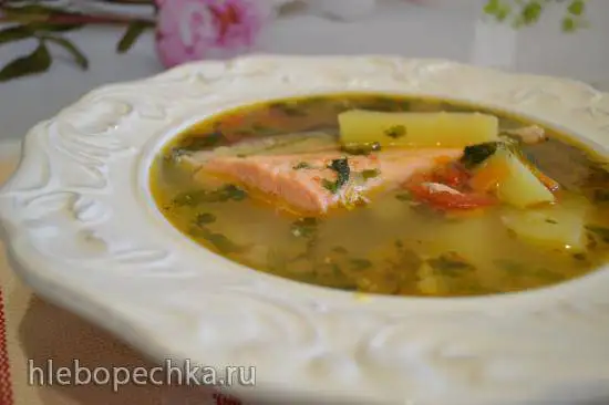 Картофельный суп с форелью (готовим без воды)