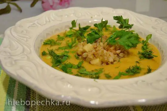 Суп-пюре картофельно-кабачковый с минестроне из круп с пастой (для вегетарианцев и веганов)