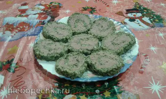 Рулет праздничный с печенью и шпинатом