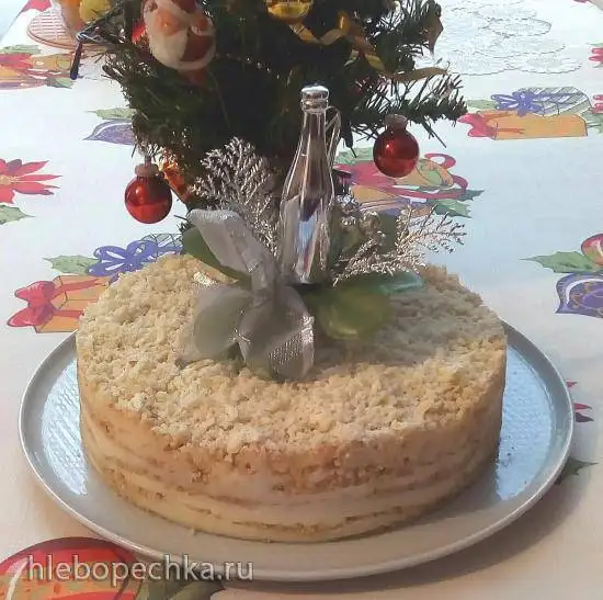Торт без выпечки с жареной крошкой
