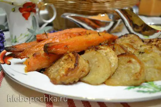 Запеченные в духовке в меду батат и репа Honey-roasted parsnips