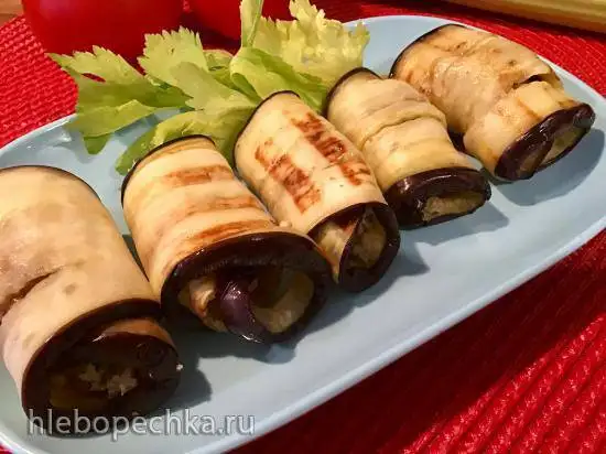 Рулетики из баклажанов с орехами и чесноком