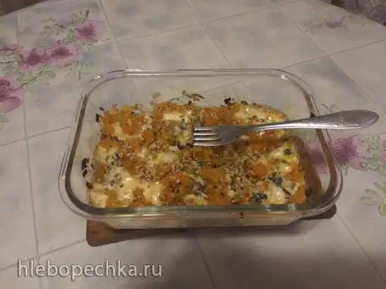 Запечёная тыква с голубым сыром