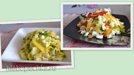 Два салата из белокочанной капусты (манго и персик)