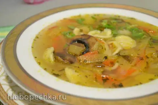 Похлебка с грибами, репой, и пастой