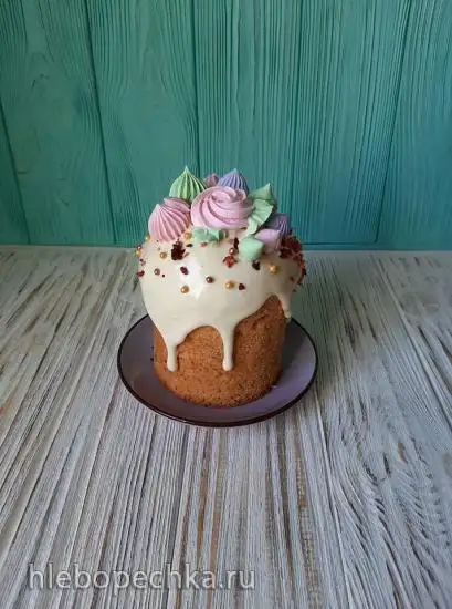 Бездрожжевой творожный лимонно-лавандовый кулич с вишней и курагой