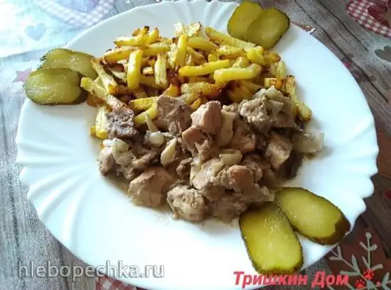 Мясо тушеное «Нежное» с грибами в медленноварке Китфорт 212